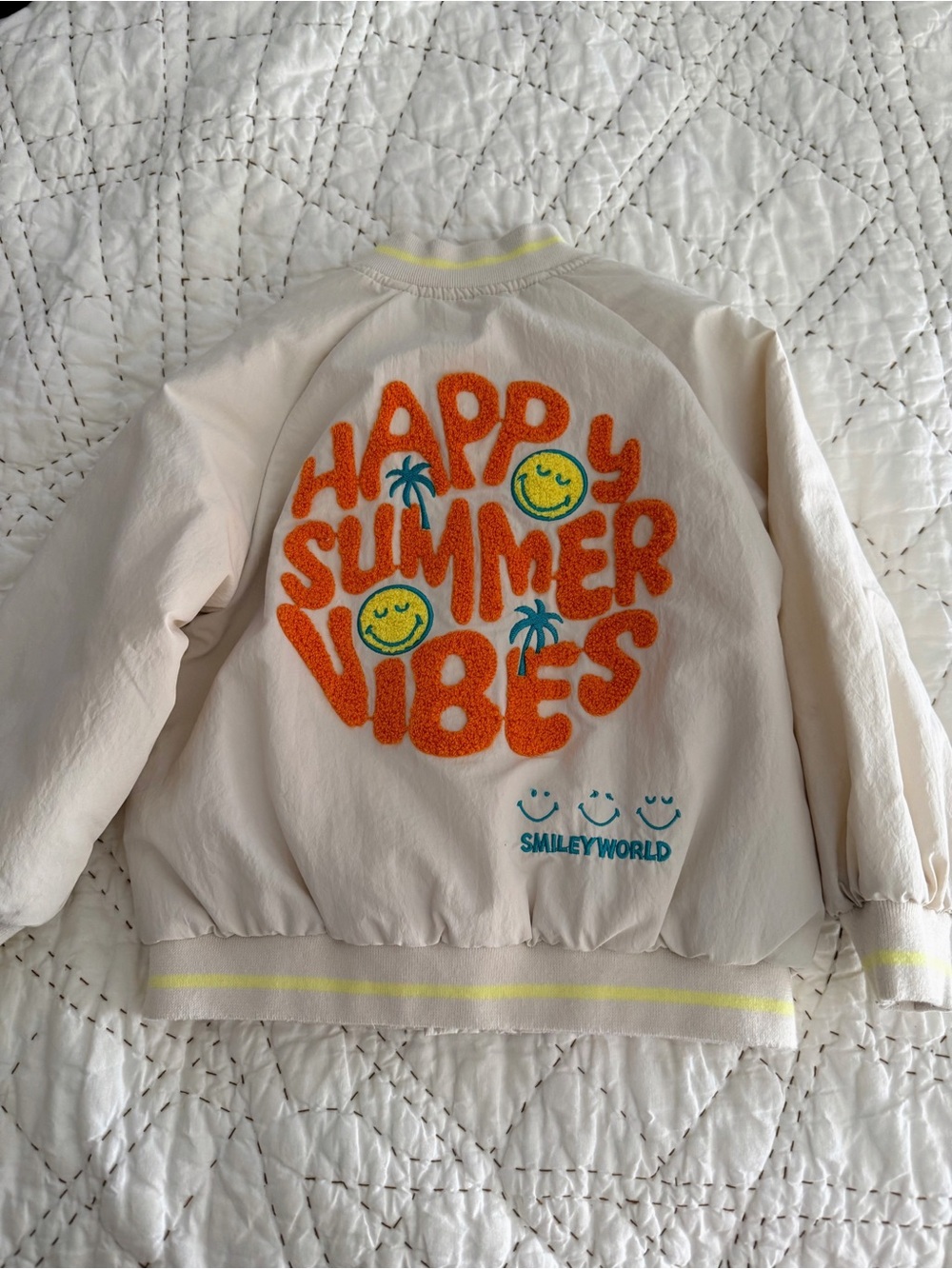 Zara 4t SmileyWorld Kids "Happy Summer Vibes" Cream Jacket